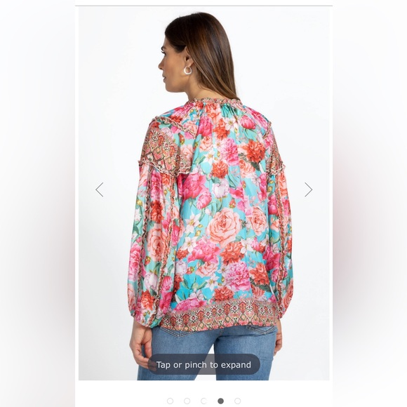 ROSE NARCISA BLOUSE Johnny Was XXS Silk brand new never worn NWOT - Picture 3 of 8
